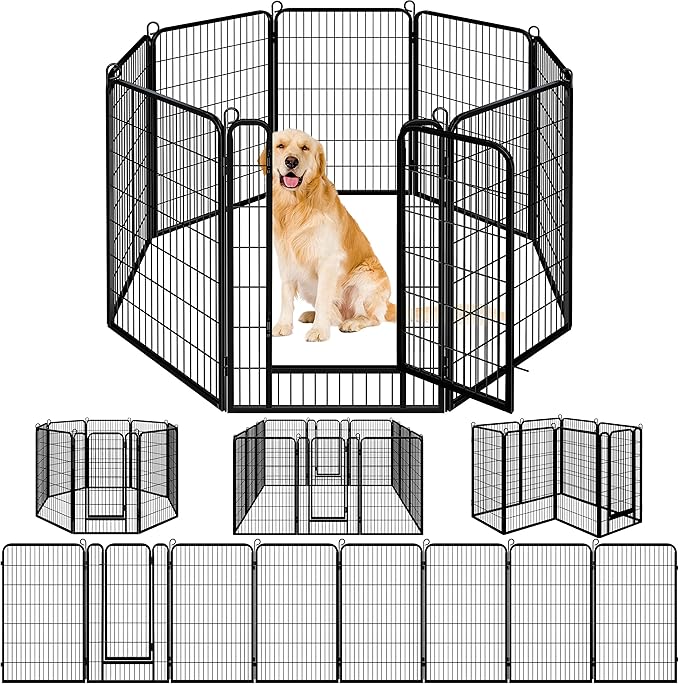 Topeakmart Dog Playpen Outdoor Puppy Exercise Pen Indoor Portable Pet Fence for Yard/RV Camping, 47 Inch 8 Panels
