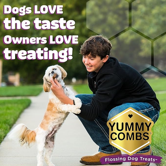 Yummy Combs Dog Dental Treats – Vet VOHC Approved – Delicious Chicken Protein – Removes Tartar with Cleaning Comb Shape – Dental Dog Treats for Small Dogs (36oz, 63 Count)