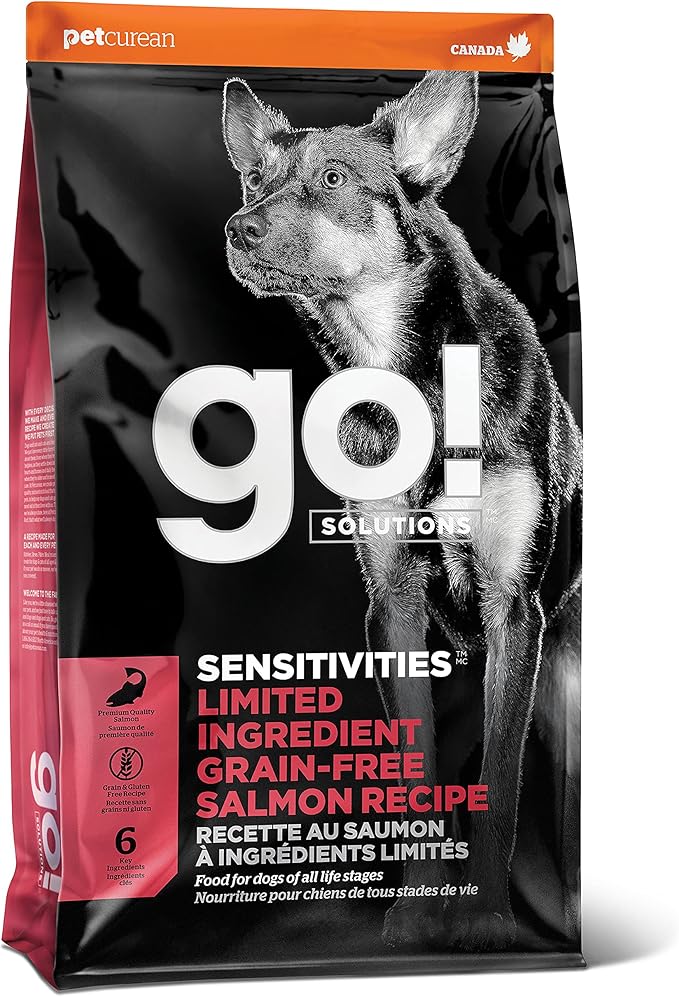 Go! Solutions Sensitivities Limited Ingredient Salmon Grain-Free Dry Dog Food, Chicken-Free Kibble Made by Experts for Sensitive Stomachs & Food Allergies, for Puppies, Adults, & Seniors, 3.5 lb Bag