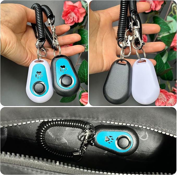 Pet Dog Trainging Clicker with Wrist Band/Clickers for Cat, Horse, Birds or Other Animals (Black + White)
