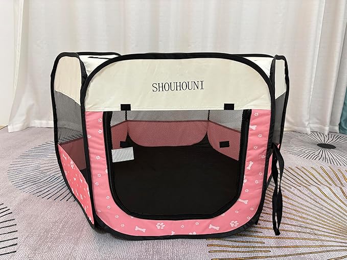 SHOUHOUNI Pop-Up Pet Playpen – Indoor/Outdoor Portable Crate for Dogs, Cats & Small Animals