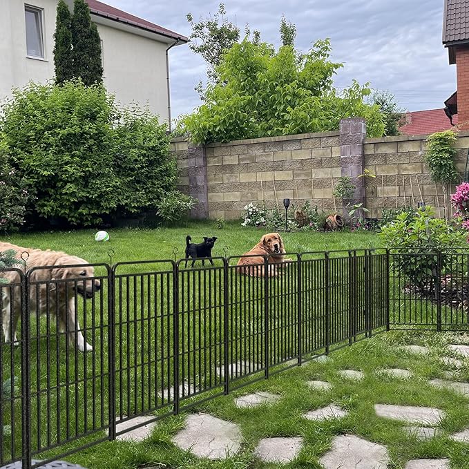Kfvigoho Heavy Duty Dog Playpen: 24 Steel Panels 47" Height, Square Steel Pipe with Reinforced Crossbars, 54FT 227 Sq.ft Portable Fence for Yard RV Camping, Snowy Black