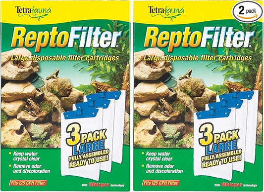 Tetra ReptoFilter Large Filter Cartridges for Terrariums, Fits TetraFauna ReptoFilter 50 gal, 3 Count (Pack of 2)