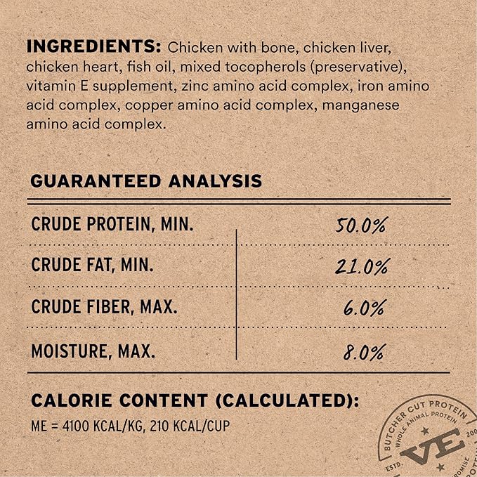 Vital Essentials Freeze Dried Dog Food, Raw Chicken Crunchy Mini Nibs | Complete Meal or Topper | 96% Chicken, Organs & Bone | Limited Ingredient, High Protein, Grain Free Dry Dog Food | 5.5 oz Bag