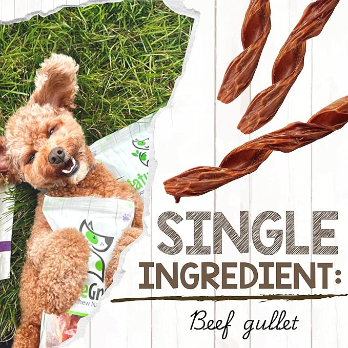 Nature Gnaws Beef Gullet Springs for Dogs 7-8" (6 Count) - Natural Beef Jerky Stick Dog Chew Treats - Rawhide Free