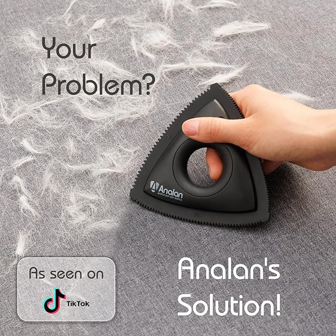 Analan Mini Pet Hair Remover, Triangle Design for Car Interior, Auto Detailing, Carpet, Couch, Furniture, Multi-Color (Sapphire Blue)