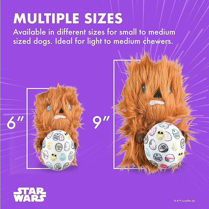 STAR WARS for Pets Easter 6" Chewbacca Rebel Egg Squeaker Pet Toy | 6 Plush Squeaker Easter Chewbacca Pet Toy | Soft Chew Toy for Dogs, Stuffed Chewbacca Easter Toy 6 Inch