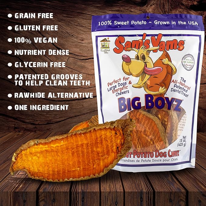 Sam'S Yams Big Boyz Sweet Potato Dog Treats, 15 Oz, 425 Grams