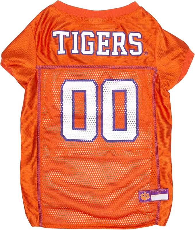 NCAA College Clemson Tigers Mesh Jersey for Dogs & Cats, XXX-Large. Licensed Big Dog Jersey with Your Favorite Football/Basketball College Team