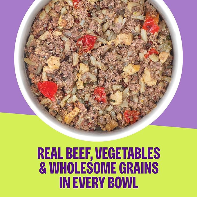 Wellness Protein Bowls Adult Wet Dog Food, Fresh Alternative, Wholesome Grains, Natural, Beef, Red Pepper, and Egg Recipe, 6.2 oz, Pack of 6 Pouches
