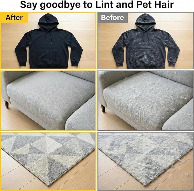 2-Pack Pet Hair Removal Gloves for Cats & Dogs, Reusable Electrostatic Pet Hair Remover Gloves for Furniture, Couch, Clothing & Car Seats