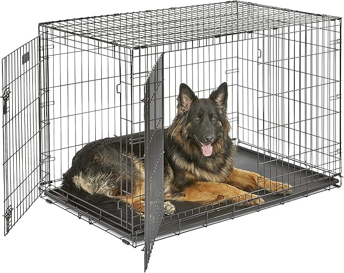 MidWest Homes for Pets Double Door iCrate Starter Kit, 48-inch Dog Crate Bundle for Extra-Large Dogs, Includes Cage, Pet Bed, 2 Bowls and Privacy Cover