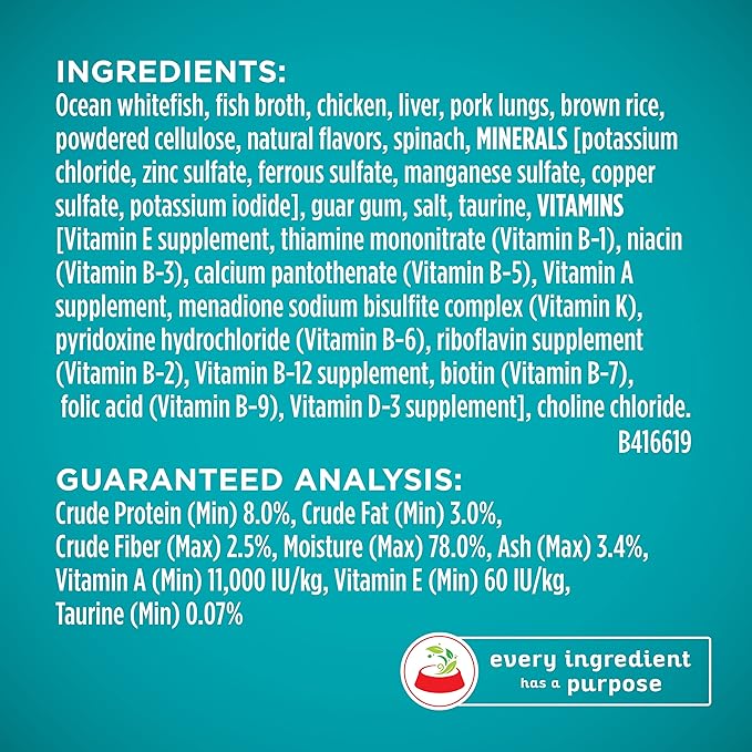 Purina ONE Indoor, Natural, High Protein Pate Wet Cat Food, Indoor Advantage Ocean Whitefish & Rice - (24) 3 oz. Pull-Top Cans