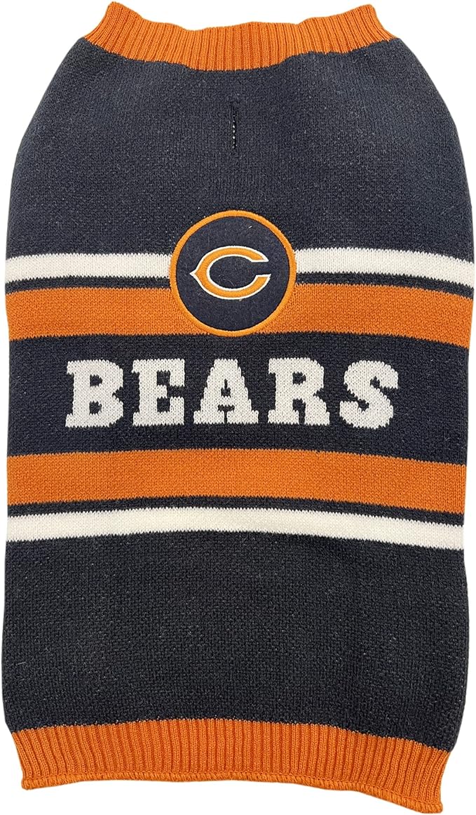 NFL Chicago Bears Dog Sweater, Size Medium. Warm and Cozy Knit Pet Sweater with NFL Team Logo, Best Puppy Sweater for Large and Small Dogs