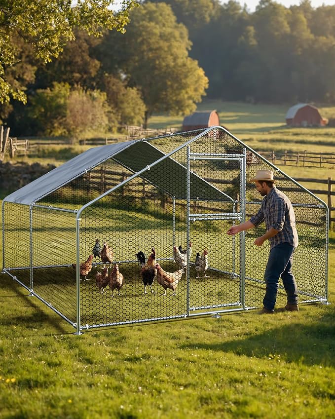 Hipicute Large Outdoor Dog Kennel, Big Outside Dog House, Heavy Duty Dog Run Enclosure Playpen Coop Fence with Waterproof and Anti-UV Cover Roof, 13.1 x 9.8 x 6.4 Ft