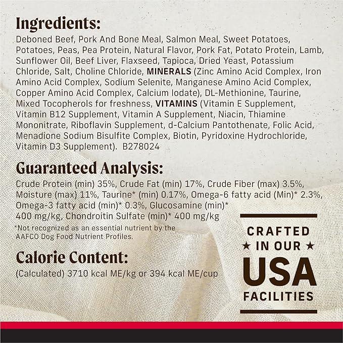 Merrick Backcountry Grain Free Dry Adult Dog Food Kibble With Freeze Dried Raw Pieces, Great Plains Red Recipe - 4.0 lb. Bag