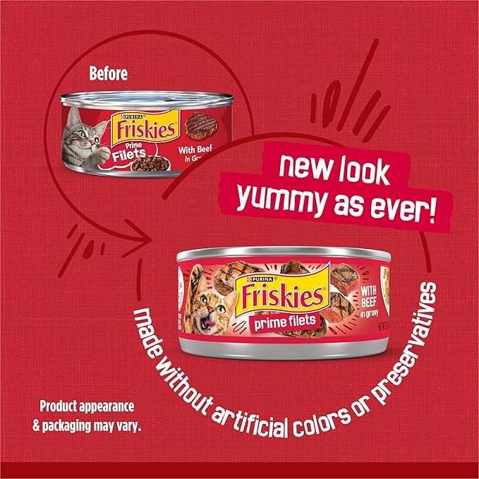 Purina Friskies Prime Filets with Beef in Wet Cat Food Gravy - (Pack of 24) 5.5 oz. Cans