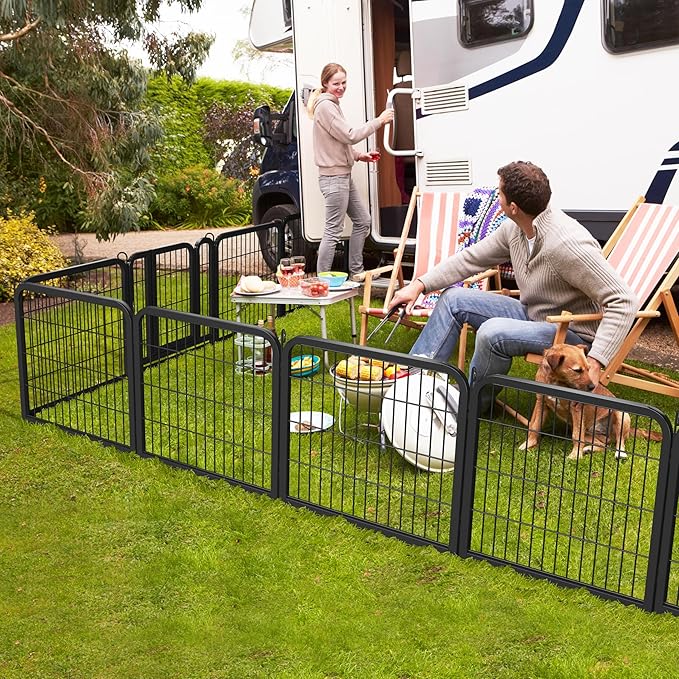 Topeakmart Unleashed Dog Playpen 24 inch 8-Panel Portable Pet Fence for Small/Medium/Large Dogs | Indoor, Outdoor, Yard & RV Camping Use