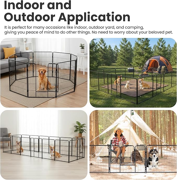 Simple Deluxe Dog Playpen Outdoor Indoor, 40 Inch 4 Panels Dog Fence for Small Dogs Puppy, Perfect Dog Pen for Camping, Yard, RV, Garden Fence, Black