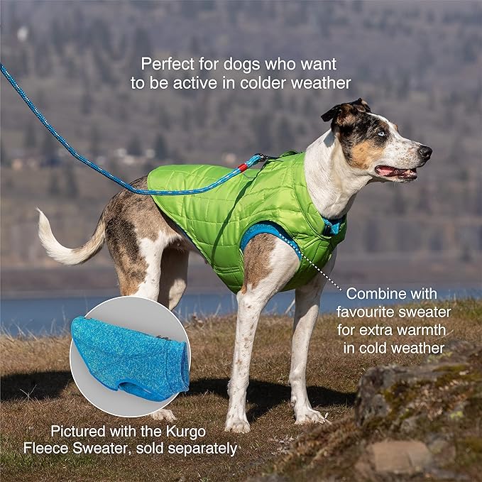 Kurgo Loft Dog Jacket - Reversible Cozy Coat for Outdoor Adventures - Water Resistant - Athletic Fit - Machine Washable Fabric - Reflective Dog Gear - X-Small - Chili Red