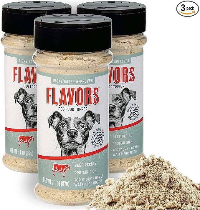 BEAUMONT BASICS Flavors Dog Food Topper, Freeze-Dried, Grain-Free, (3 Pack), 3.1 oz - Beef Recipe