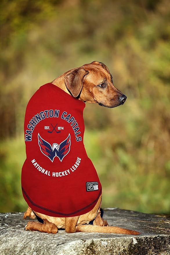 NHL Washington Capitals Tee Shirt for Dogs & Cats, Medium. - Are You A Hockey Fan? Let Your Pet Be An NHL Fan Too!