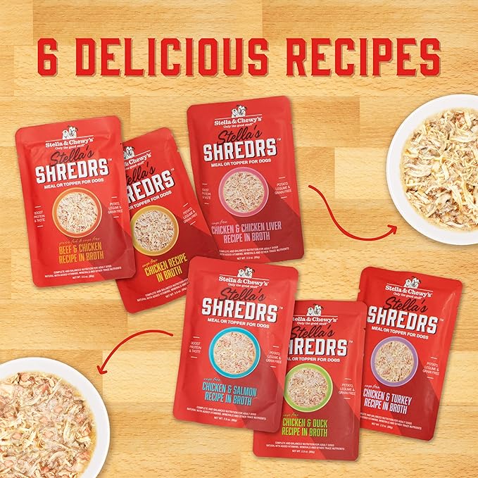 Proposed Value: Stella & Chewy's Cage Free Chicken & Chicken Liver Shredrs - Premium Dog Food Pouches - Perfect For Picky Eaters - 24 Pack, 2.8oz Each