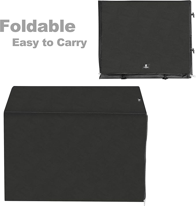 X-ZONE PET Double Door Dog Crate Cover - Polyester Pet Kennel Cover (Fits 24 30 36 42 48 inches Wire Crate) (24 Inch, Black)