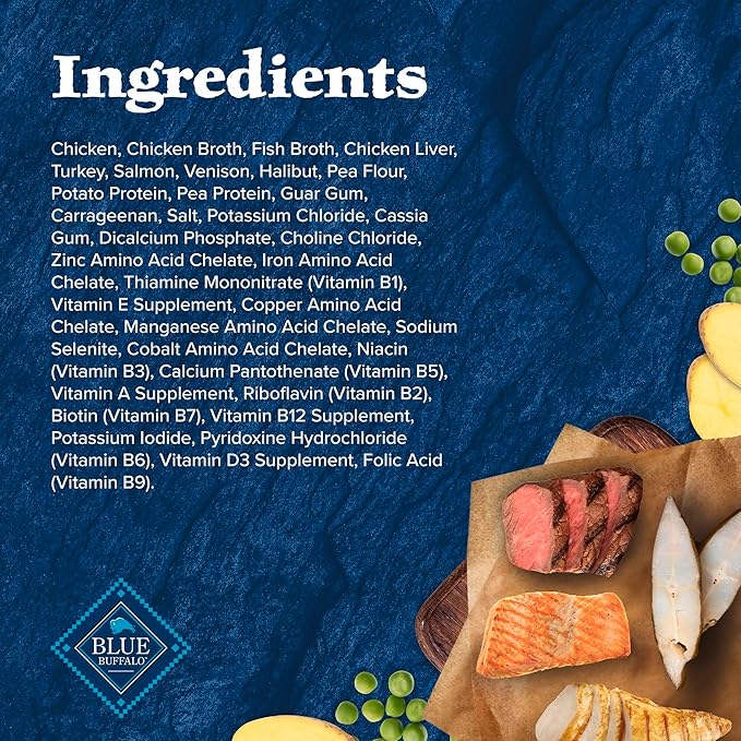 Blue Buffalo Wilderness Denali Dinner Wet Dog Food, High-Protein & Grain-Free Wild Salmon, Venison & Halibut, 12.5-oz Can (12 Count)