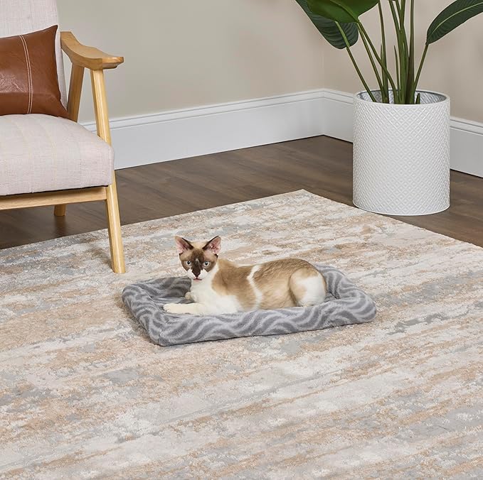 MidWest Homes For Pets QuiteTime Deluxe Wave Bolster Bed for Small Dogs; Easily Machine Wash and Dry; Gray; 22"; 40222-WVGY (Pack of 2)