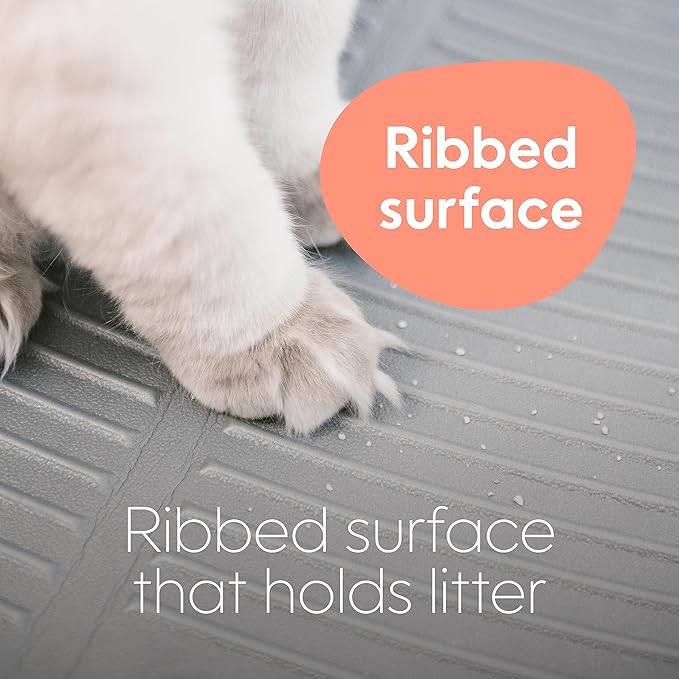 Litter Genie Litter Box Mat | Ribbed Foam Cat Litter Trapping Mat | Easy Clean Up | Grey