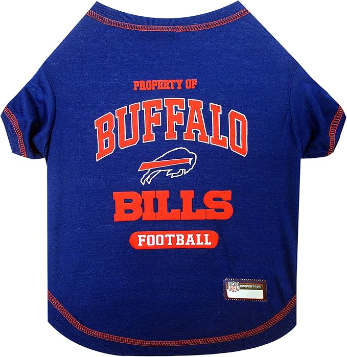 NFL Buffalo Bills Dog T-Shirt for Pets, Size Large. Officially Licensed Pet Shirt with Team Logo, Soft Stretchable Comfort Fit Apparel for Dogs & Cats
