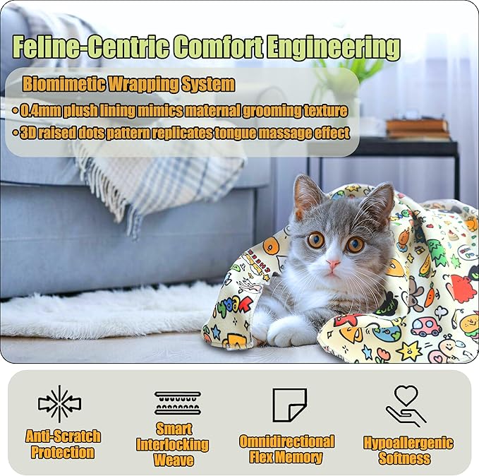 Cat Grooming Wrap, Cat Restraint for Nail Clipping, Velcro Fabric for Cats, Cat Swaddle Wrap Preventing Scratching, Anti-Escape Grooming Bag for Calming Care and Multi-Use（Blue dog:21.6*21.6in）