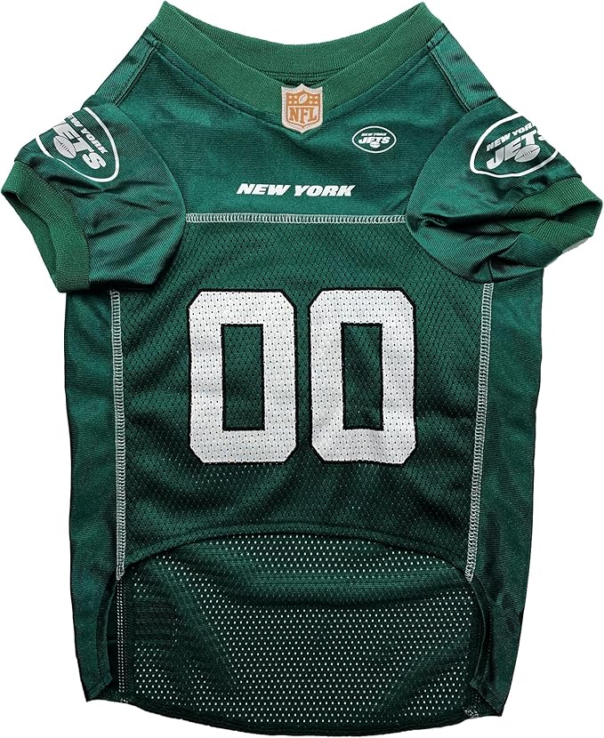 Pets First NFL New York Jets Dog Jersey, Size Large, Football Shirt Costume for Pet, Dog Sports T-Shirt, NFL Team Clothing for Cats, Licensed Pet Apparel Available in 7 Sizes and 32 Teams