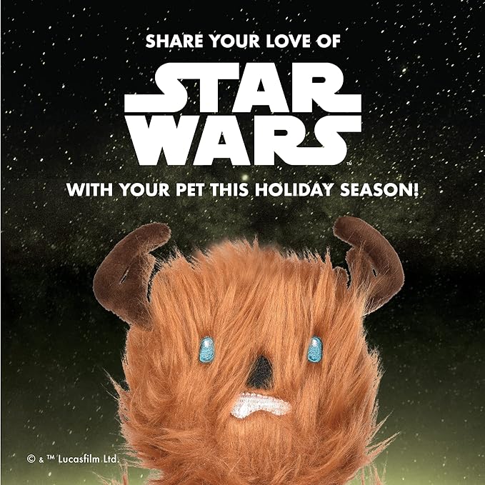 Star Wars Chewbacca Squeaky Dog Toy - Reindeer Holiday Plush Toy, 6 Inch Small, (FF19327)