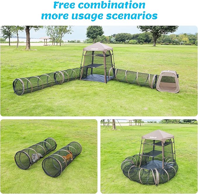 Cat Furniture for Indoor and Outdoor Playpen Portable Cat Tunnels, Kennel Enclosure,Portable Catio for Indoor Cats, Dogs & Small Animals,Easy Connected with Tents or Cubes,2 Packs.