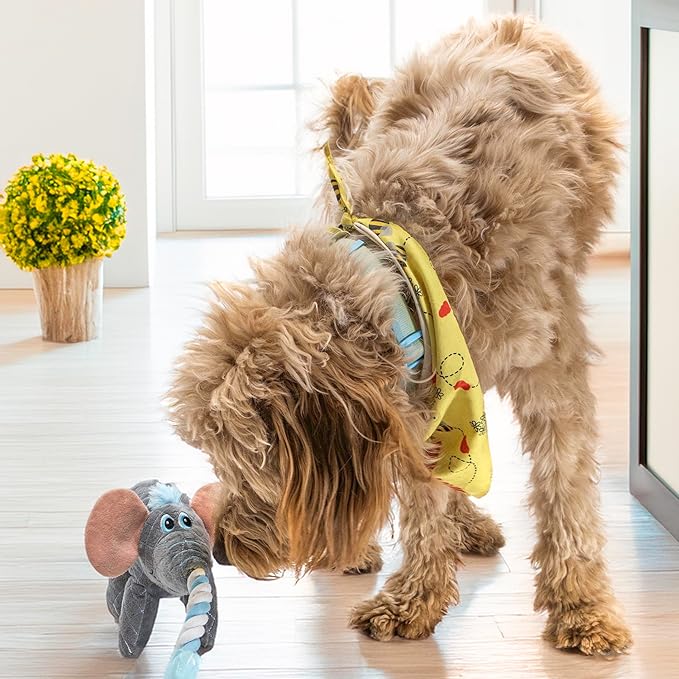 KONG Bendeez Dog Toy – Durable Plush with Rope, Flexible Twistable Design, Squeaker for Interactive Play, Large Size for All Dogs (Elephant)