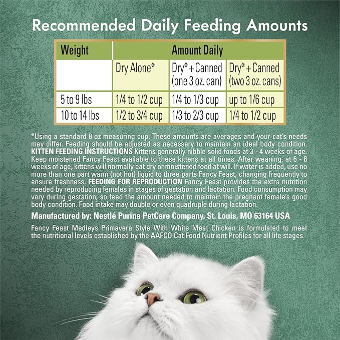 Purina Fancy Feast Medleys Primavera Style With White Meat Chicken and Accents of Tomato, Carrot and Spinach - 6.5 lb. Bag