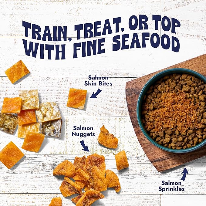 Finfare Freeze Dried Cat Food Toppers, Salmon Sprinkles, Grain Free Meal Toppers for Cats to Support Taste & Nutrition - High Protein & Omega-3s, Crafted in USA, 6oz