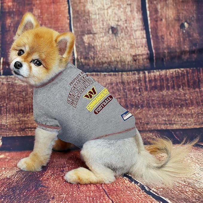 NFL Washington Commanders Dog T-Shirt Large. - Licensed Shirt for Pets Team Colored with Team Logos- Premium Stretchable Materials for the Comfort of Your Dog & Cat