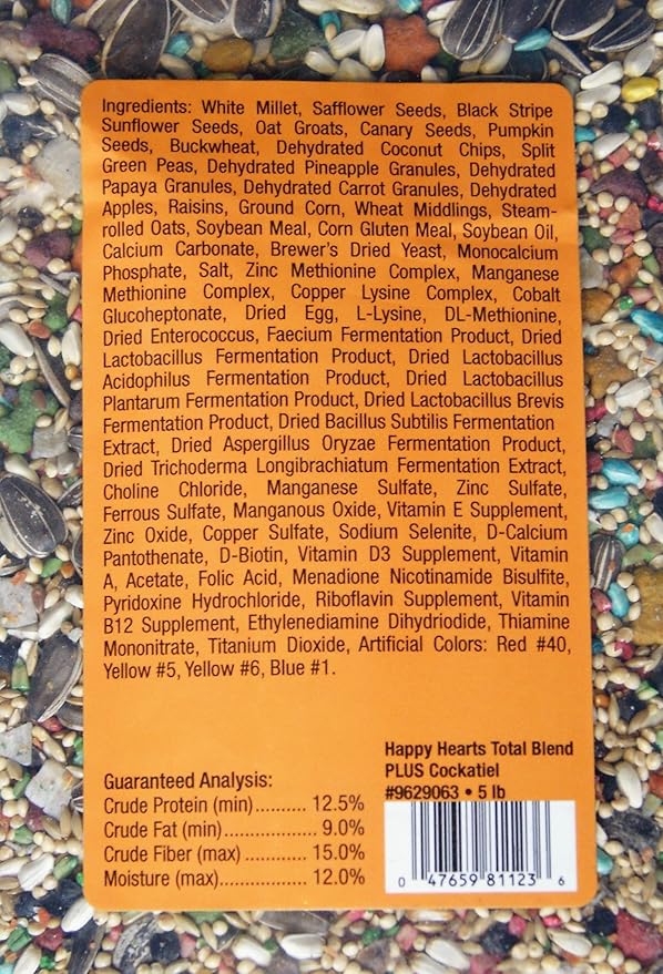 Happy Hearts Total Blend Plus Cockatiel Food (5 Pounds)