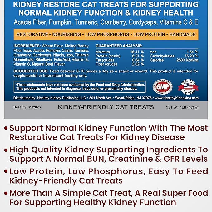 Kidney Restore Cat Treats Tuna: Restorative Cat Treats for Kidney Issues, Low Protein Treats for Any Kidney Diet Cat Food