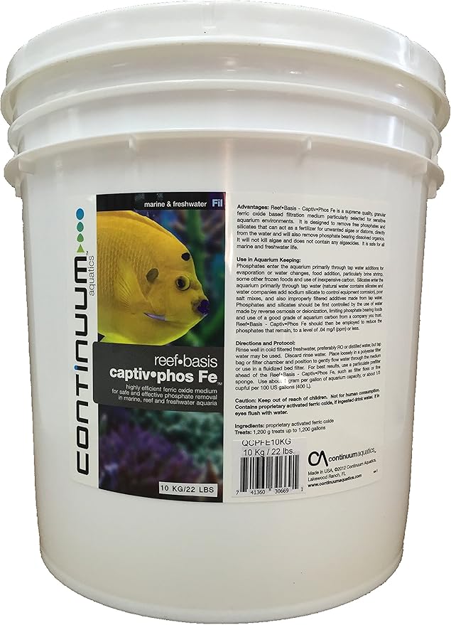 Continuum Aquatics Reef-Basis Captiv Phos Fe - Highly efficient ferric Oxide Filtration Media for Safe and Effective Phosphate Removal in Marine, Reef and Freshwater Aquaria