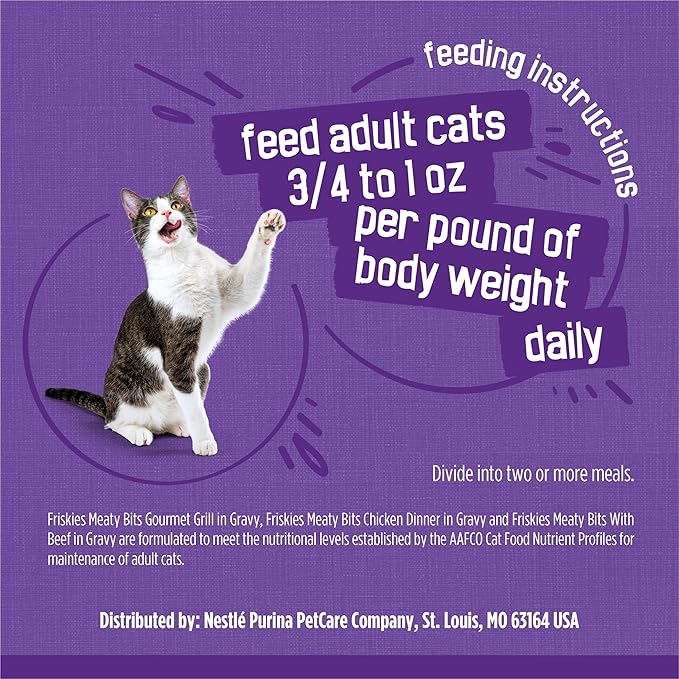 Friskies Purina Gravy Wet Cat Food Variety Pack, Meaty Bits - 5.5 oz. Cans (Packs of 48)