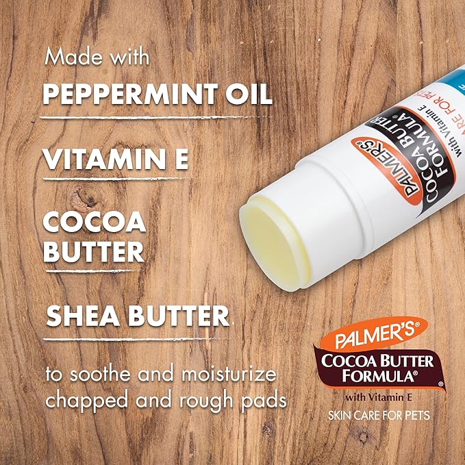 Palmer's for Pets Cocoa Butter Paw Pad and Nose Balm Swivel Stick, Fragrance Free - Moisturizing Dog Balm with Vitamin E, Peppermint Oil, Shea Butter, Rough or Dry Pads, 0.5 oz