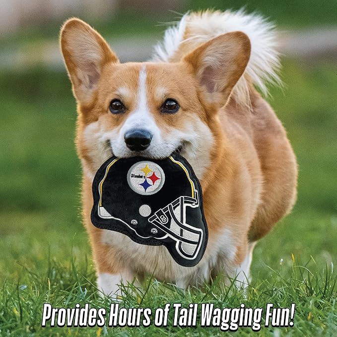 The 1st Ever Tough but Smooth Dog Toy NFL Pittsburgh Steelers Football Helmet Tough Pet Toy. A Premium Quality Doggie Toy with Built-in Squeaker. Sports Fans Favorite Chew Toy