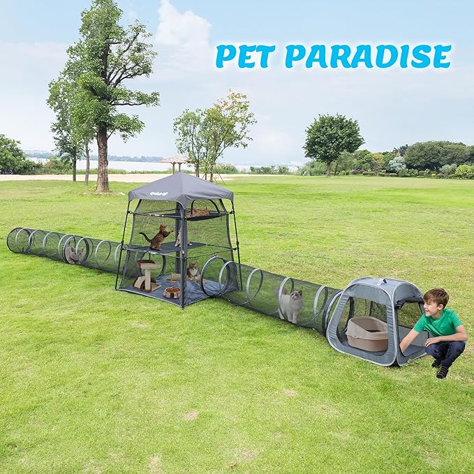 Cat Furniture for Indoor and Outdoor Playpen Portable Cat Tunnels, Kennel Enclosure,Portable Catio for Indoor Cats, Dogs & Small Animals,Easy Connected with Tents or Cubes,2 Packs