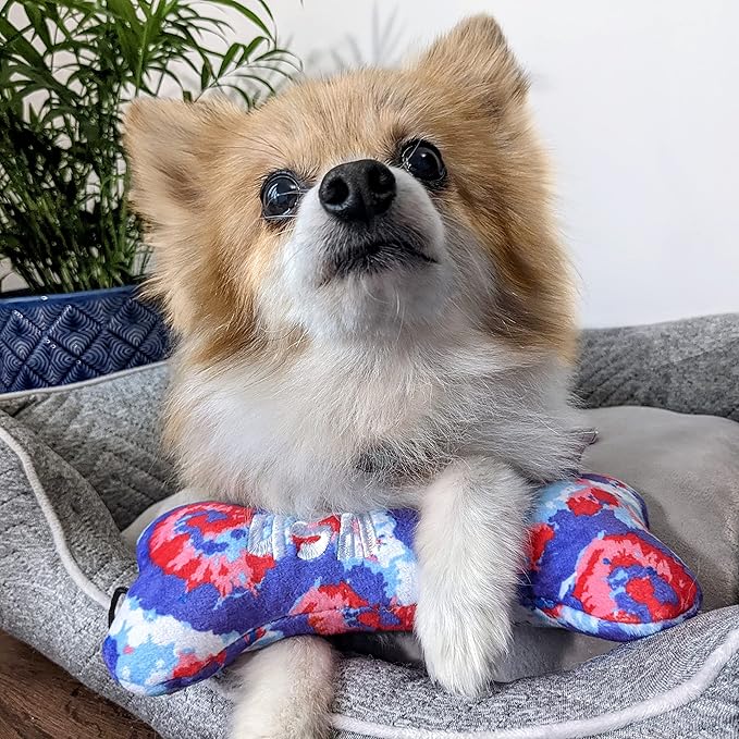 Huxley & Kent for Dogs | USA Pup Bone (Large) | 4th of July Funny Dog Toy | Power Plush Dog Toy with Squeaker | Dog Gift | Fun, Durable, and Safe | H&K Squeaky Dog Toy