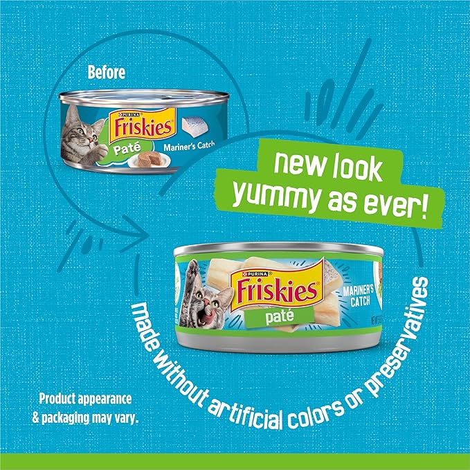 Friskies Purina Wet Cat Food Pate, Mariner’s Catch - 5.5 oz. Cans (Pack of 48)