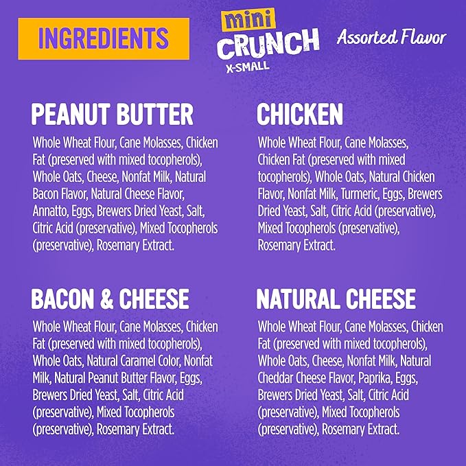 Blue Dog Bakery Natural Dog Treats, Mini Crunch, Assorted Flavors, 16.2oz, 3 Count